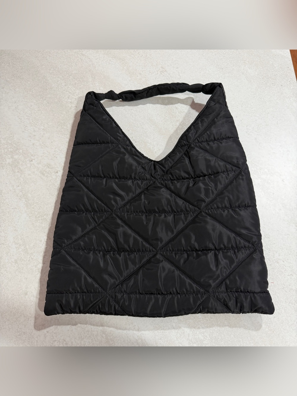 Chinese laundry black quilted puffer tote bag